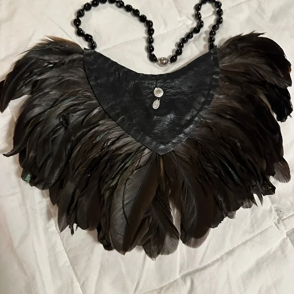 Valextra Black Leather and Feather Necklace - Picture 2 of 9